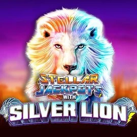 Jackpots logo of Stellar Jackpots with Silver Lion from Lightning Box Game at Gigaspinz Casino